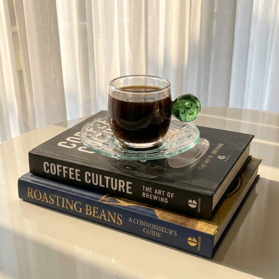 Jogo de 6 Xícaras de Café Esfera Vidro Verde Linha Sintonia 90ml