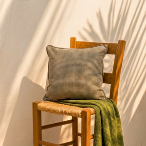 Almofada Linho 52X52 Estampa Mini Xadrez Verde Com Cordão