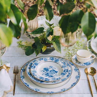 Aparelho de Jantar Cerâmica Chinese Blue Filete Ouro 30 peças Alleanza