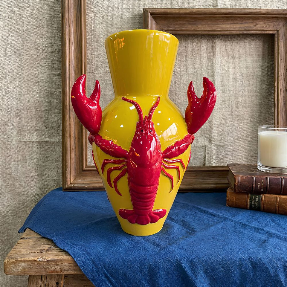 Vaso Cerâmica Lobster Amarelo Grande