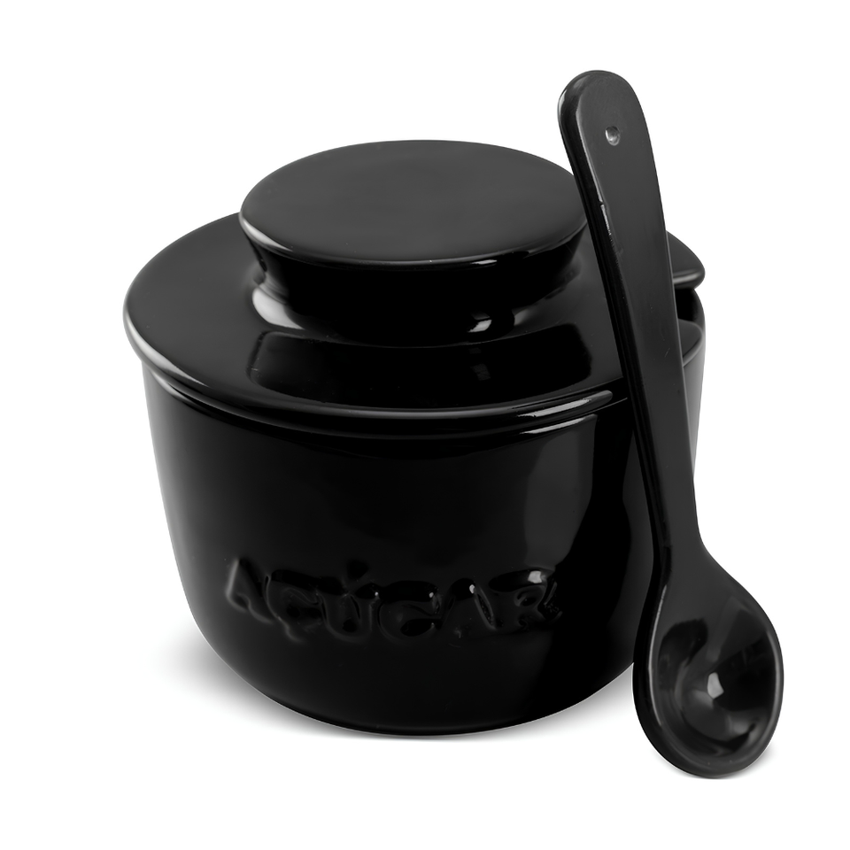 PRÉ-VENDA: Açucareiro 350gr com Colher Preto
