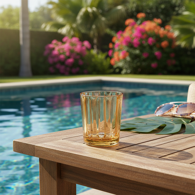 Conjunto 6 Copos Acrílico Laranja Linha Náutica 300ml