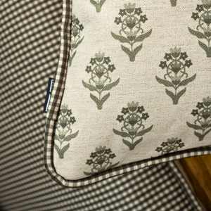 Almofada Linho 52X52 Estampa Botânico Verde Com Cordão