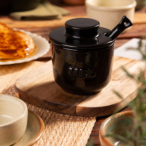PRÉ-VENDA: Pote de Mel com Colher Preto 200ml
