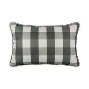 Almofada Linho 35X58 Estampa Dupla Face Xadrez Grande Verde Cordão