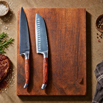 Kit Faca Chef + Santoku Ultra Premium Cabo de Madeira Laguiole La Maison