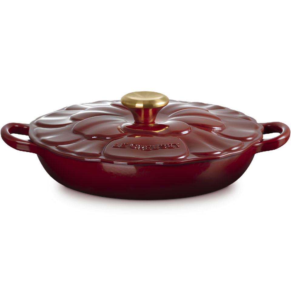 PRÉ-VENDA: Caçarola Buffet Signature Petal Rhone com Pegador Dourado 2,2L 26cm Le Creuset