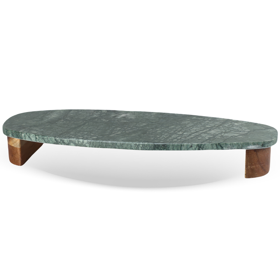 Bandeja Oval Mármore / Madeira 5x36x13,5cm Green Marble