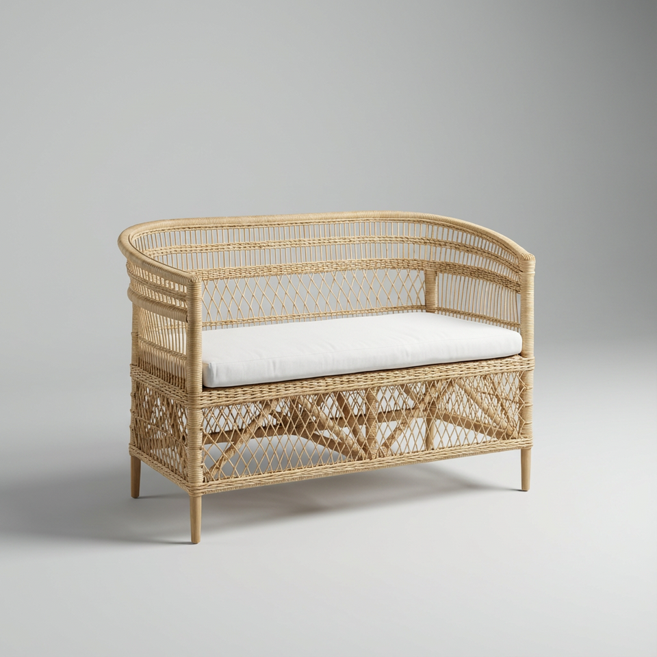 Sofá 2 Lugares Pitrit Rattan Bahali 120x65x82cm
