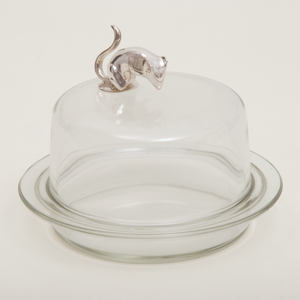 Queijeira de Vidro e Prata 18cm Shefield Plate