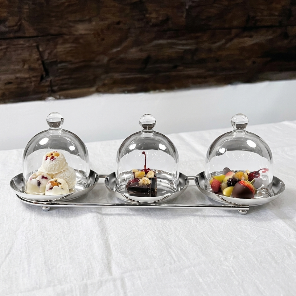 Porta Doces Triplo com Cupulas