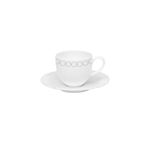 Conjunto com 6 Xícaras de Café com Pires Porcelana Mythology Apollon 110ml Strauss