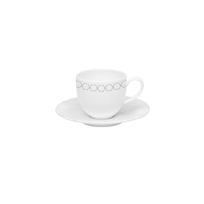 Conjunto com 6 Xícaras de Café com Pires Porcelana Mythology Apollon 110ml Strauss