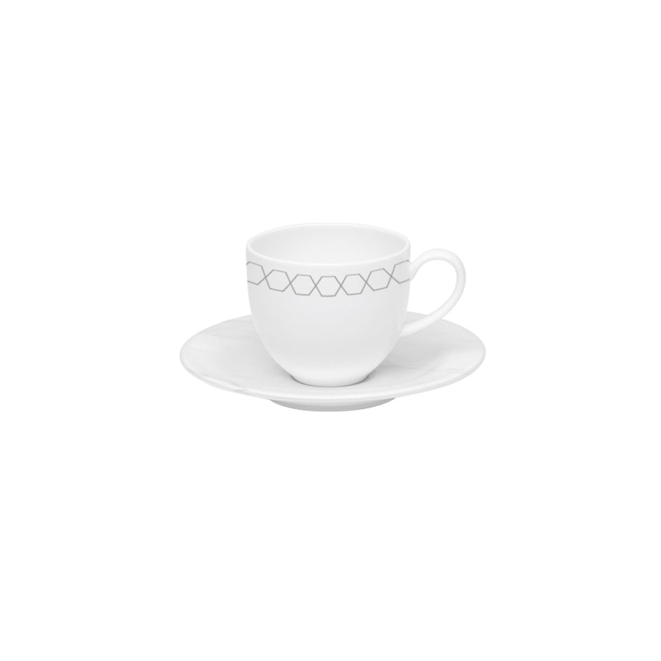 Conjunto com 6 Xícaras de Café com Pires Porcelana Mythology Apollon 110ml Strauss