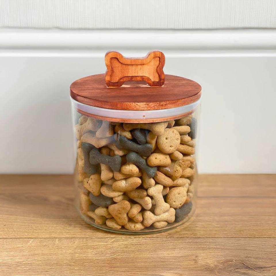 Pote Biscoito para  Pet Tampa Madeira Acácia 1,2L