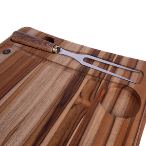 Kit Churrasco Tabua Faca e Garfo Artesanal Premium Carve & Co