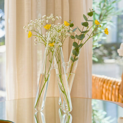 PRÉ-VENDA: Vaso 3 Tubos em Vidro Transparente Floratório 2,5X32