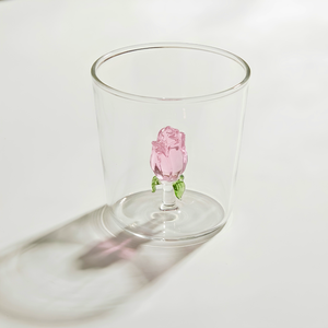 Jogo de 4 Copos Borossilicato 350ml 3D Rosa Suspensa