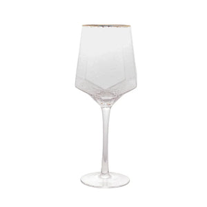 Jogo 2 Taças para Vinho Vidro Cristalino Borda Dourada Taj 600ml