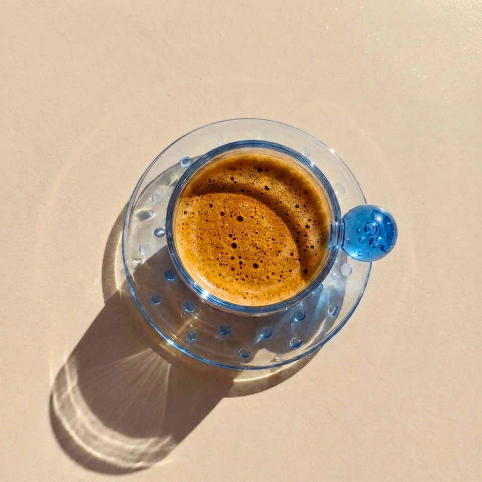 PRÉ-VENDA: Jogo de 6 Xícaras de Café Vidro Azul Linha Sintonia 120ml