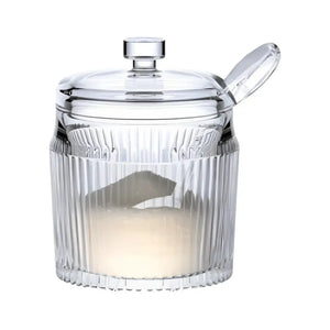 Açucareiro Vidro Cristalino com Colher e Tampa Lines 10x7,5cm