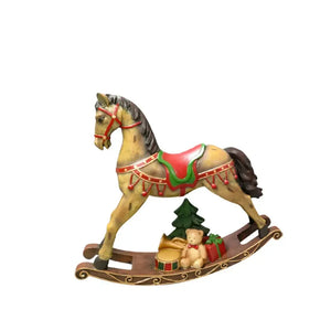 Adorno Cavalo de Balanço Natal Resina 17x18,5x5cm
