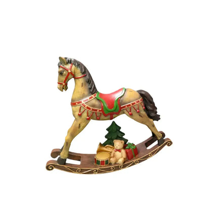 Adorno Cavalo de Balanço Natal Resina 17x18,5x5cm