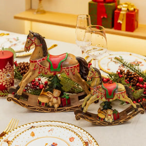 Adorno Cavalo de Balanço Natal Resina 17x18,5x5cm