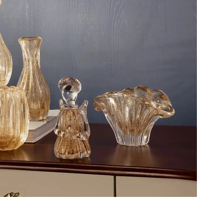 Adorno Decorativo Anjo Vidro Italy Dourado 7x7x15cm