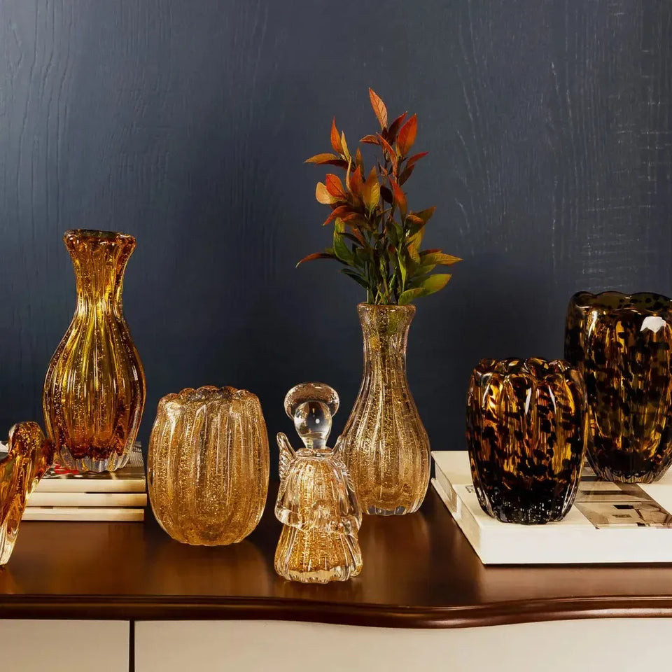 Adorno Decorativo Anjo Vidro Italy Dourado 7x7x15cm