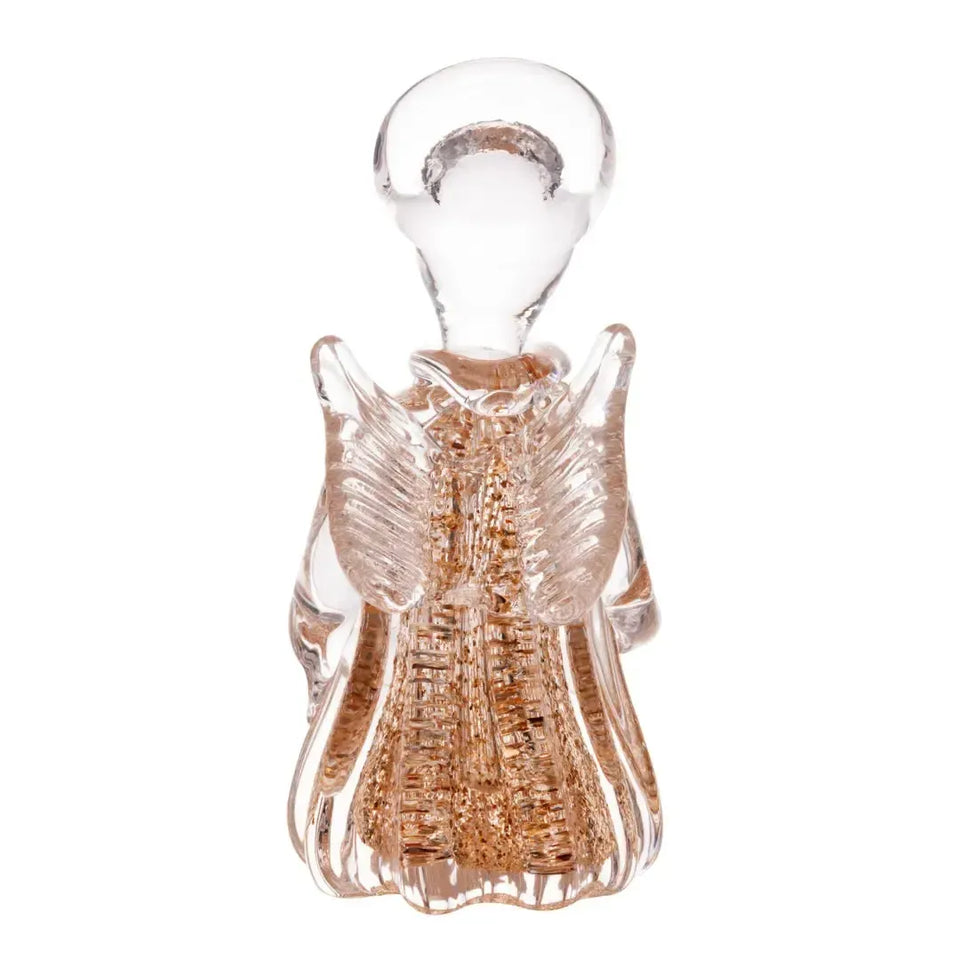 Adorno Decorativo Anjo Vidro Italy Dourado 7x7x15cm