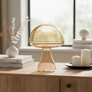 Adorno Decorativo Cogumelo Vidro Âmbar Luster 13x9cm Florarte