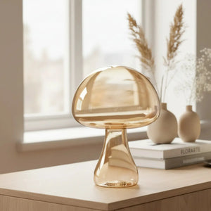 Adorno Decorativo Cogumelo Vidro Âmbar Luster 17,5x12,5cm Florarte