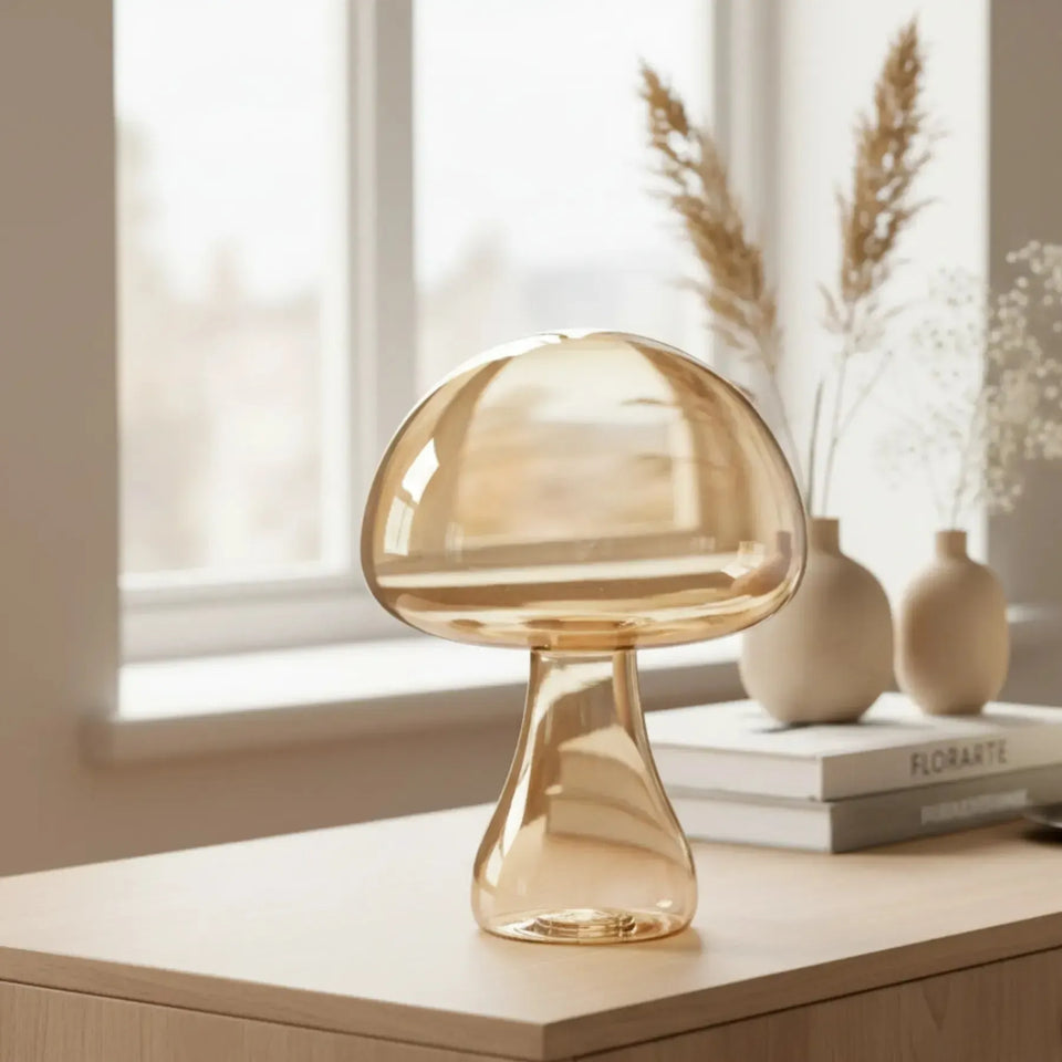 Adorno Decorativo Cogumelo Vidro Âmbar Luster 17,5x12,5cm Florarte