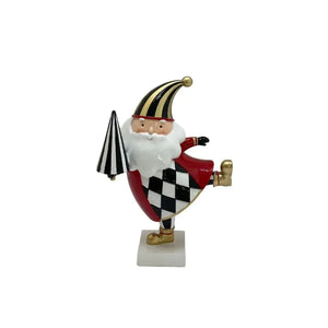 Adorno Decorativo Natal Papai Noel Resina Guarda-chuva Branco e Preto