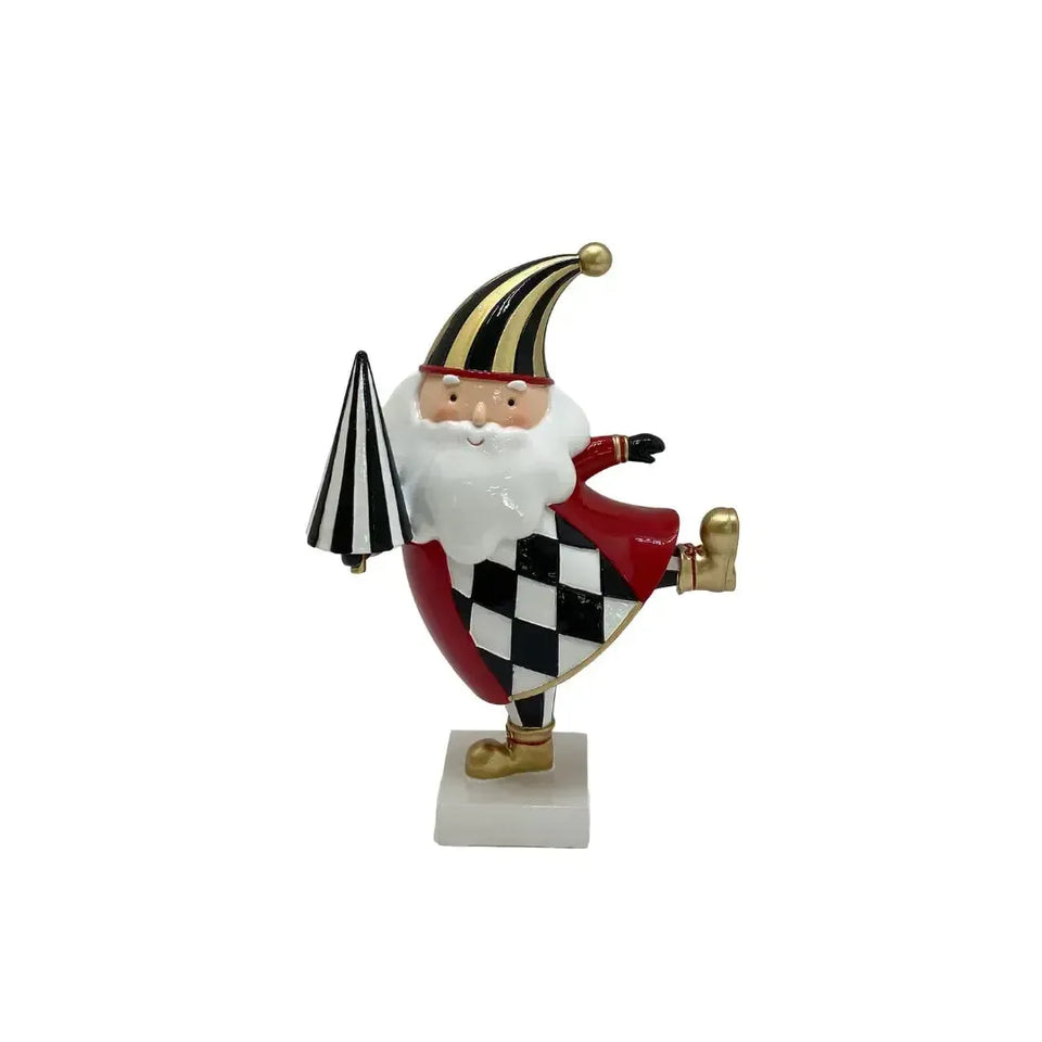 Adorno Decorativo Natal Papai Noel Resina Guarda-chuva Branco e Preto