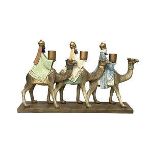 Adorno Decorativo Natal Resina 3 Reis Magos Dourado / Branco