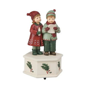Adorno Decorativo Natal Resina Crianças Verde / Vermelho