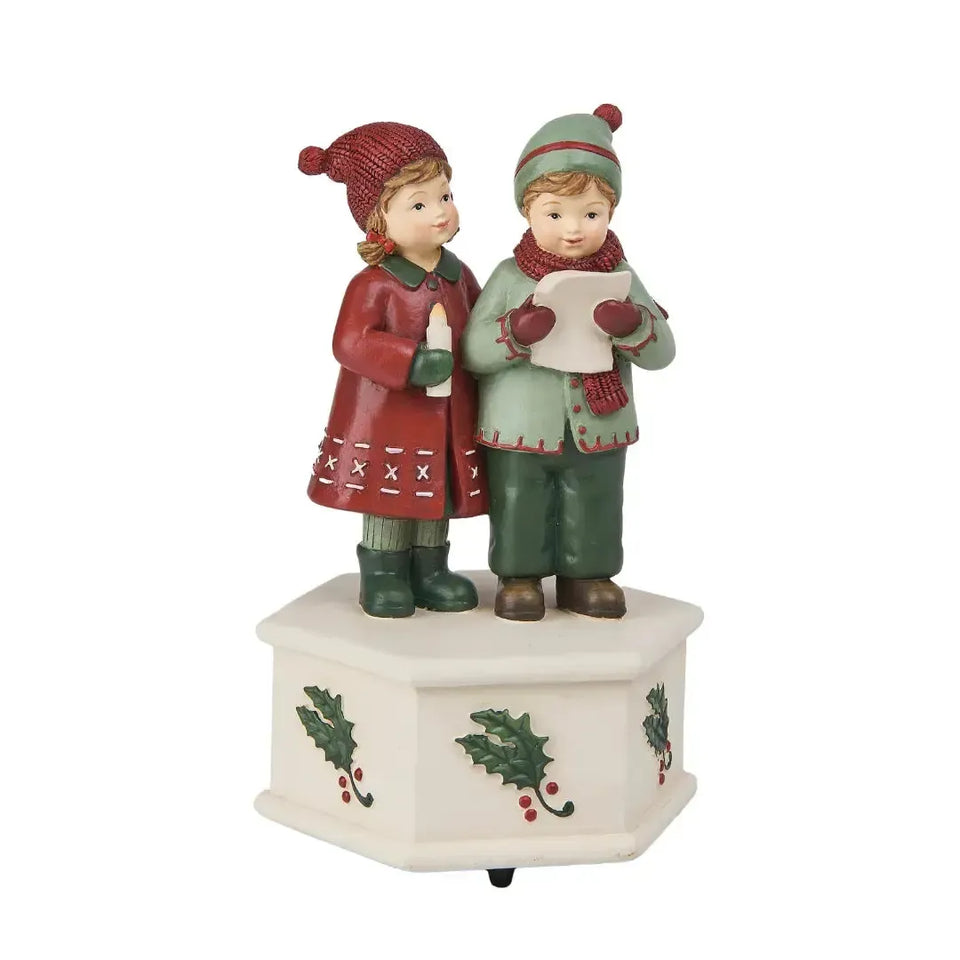 Adorno Decorativo Natal Resina Crianças Verde / Vermelho