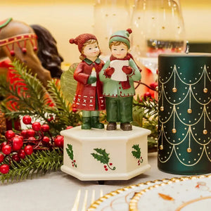Adorno Decorativo Natal em Resina Crianças Verde e Vermelho | BTC
