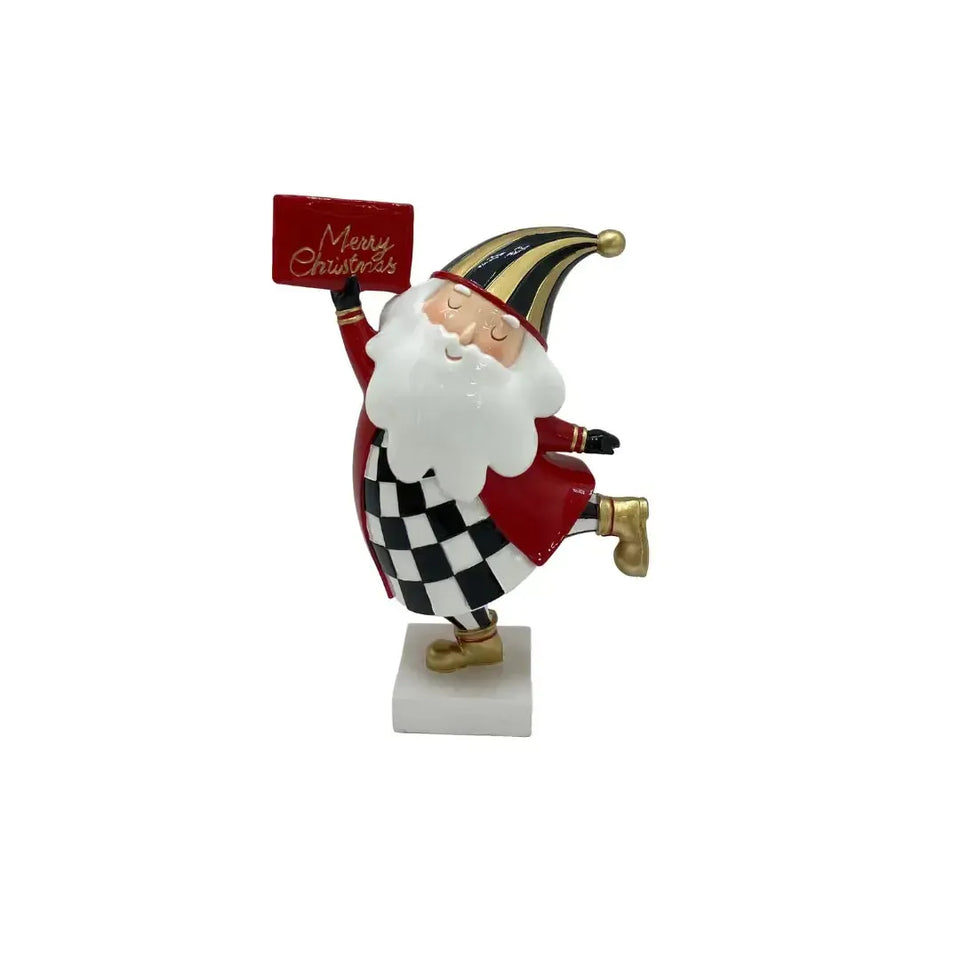 Adorno Decorativo Natal Resina Merry Christmas Branco / Preto
