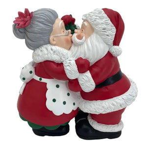 Adorno Decorativo Natal Resina Papai Mamãe Noel Vermelho / Branco