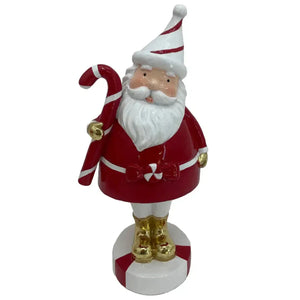 Adorno Decorativo Natal Resina Papai Noel Bengala Doce Vermelho / Branco