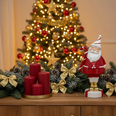 Adorno Decorativo Natal Resina Papai Noel Bengala Doce Vermelho / Branco