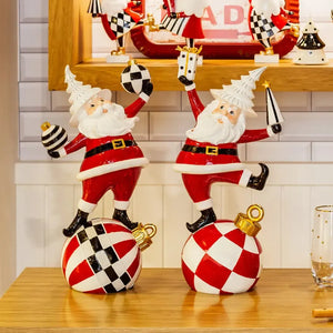 Adorno Decorativo Natal Resina Papai Noel Bolas Preto / Branco