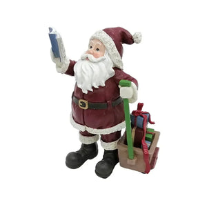 Adorno Decorativo Natal Resina Papai Noel Carrinho Vermelho