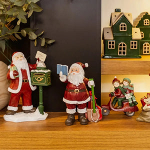 Adorno Decorativo Natal Resina Papai Noel Carrinho Vermelho
