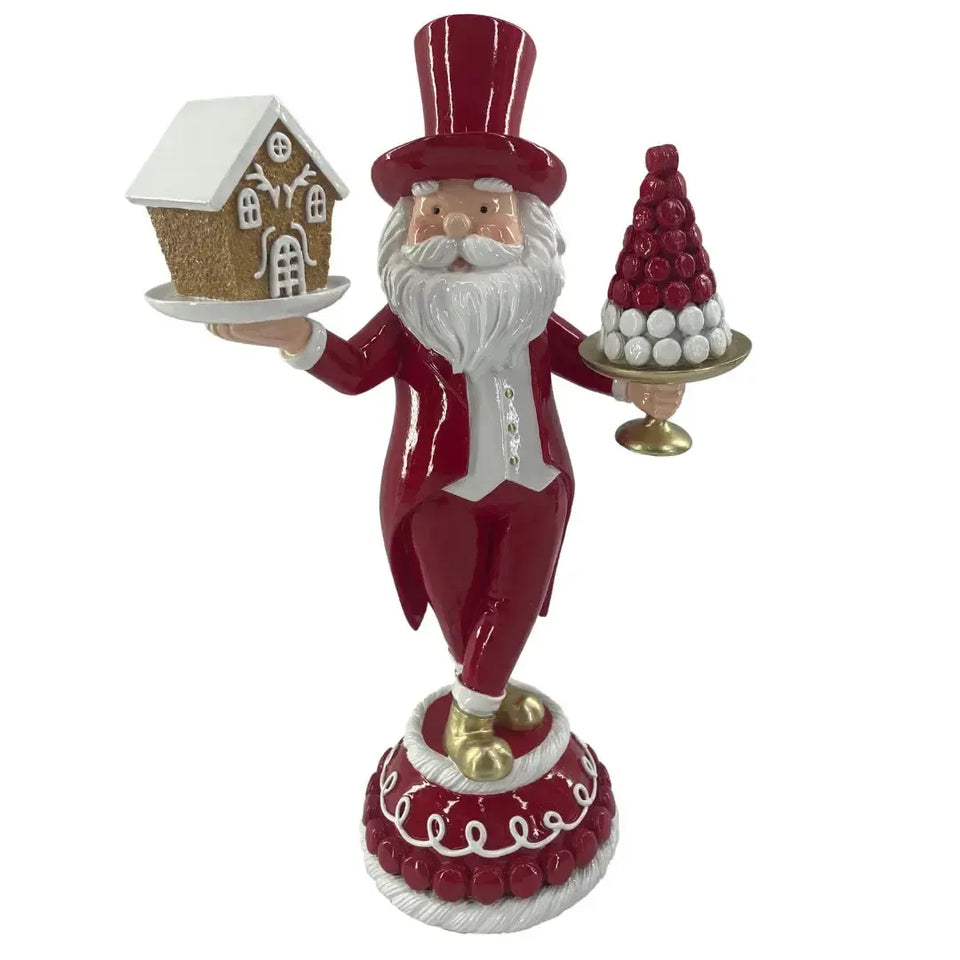 Adorno Decorativo Natal Resina Papai Noel Doces Vermelho / Branco