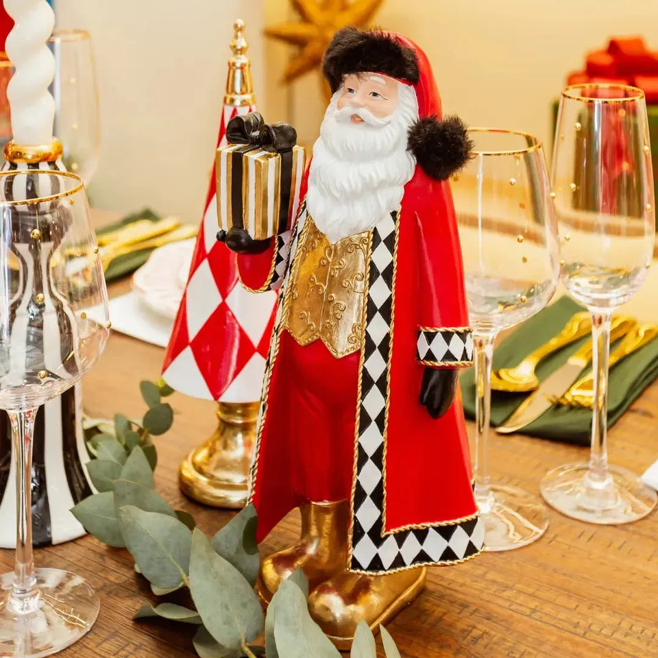 Adorno Decorativo Natal Resina Papai Noel Vermelho / Preto