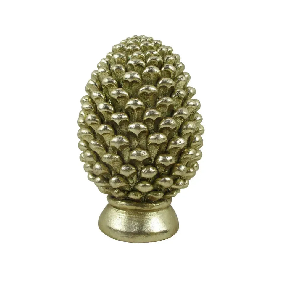 Adorno Decorativo Natal Resina Pinha Dourada 16,5x10